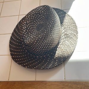 Classy head covering, woven material, cute black bow on side